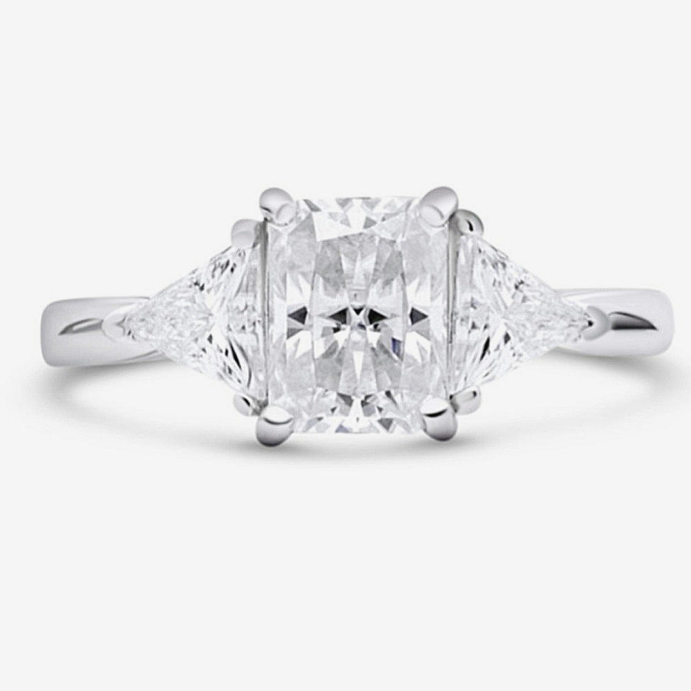 Moissanite Ring 2.55 ct DEF Size 7 Sterling Silver Engagement Ring Wedding Rings